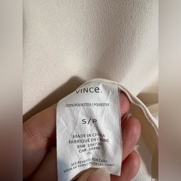 Vince cream popover shift dress short sleeve boxy tunic split neck spring summer - Picture 9 of 10